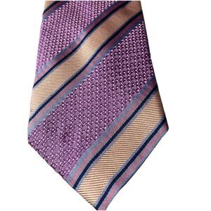 Tino Cosma Italian Silk Tie Repp Purple Brown Striped  Woven Made in Italy